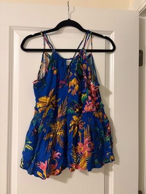 RACHEL Rachel Roy Royal Blue Tropical Floral One-Piece Top